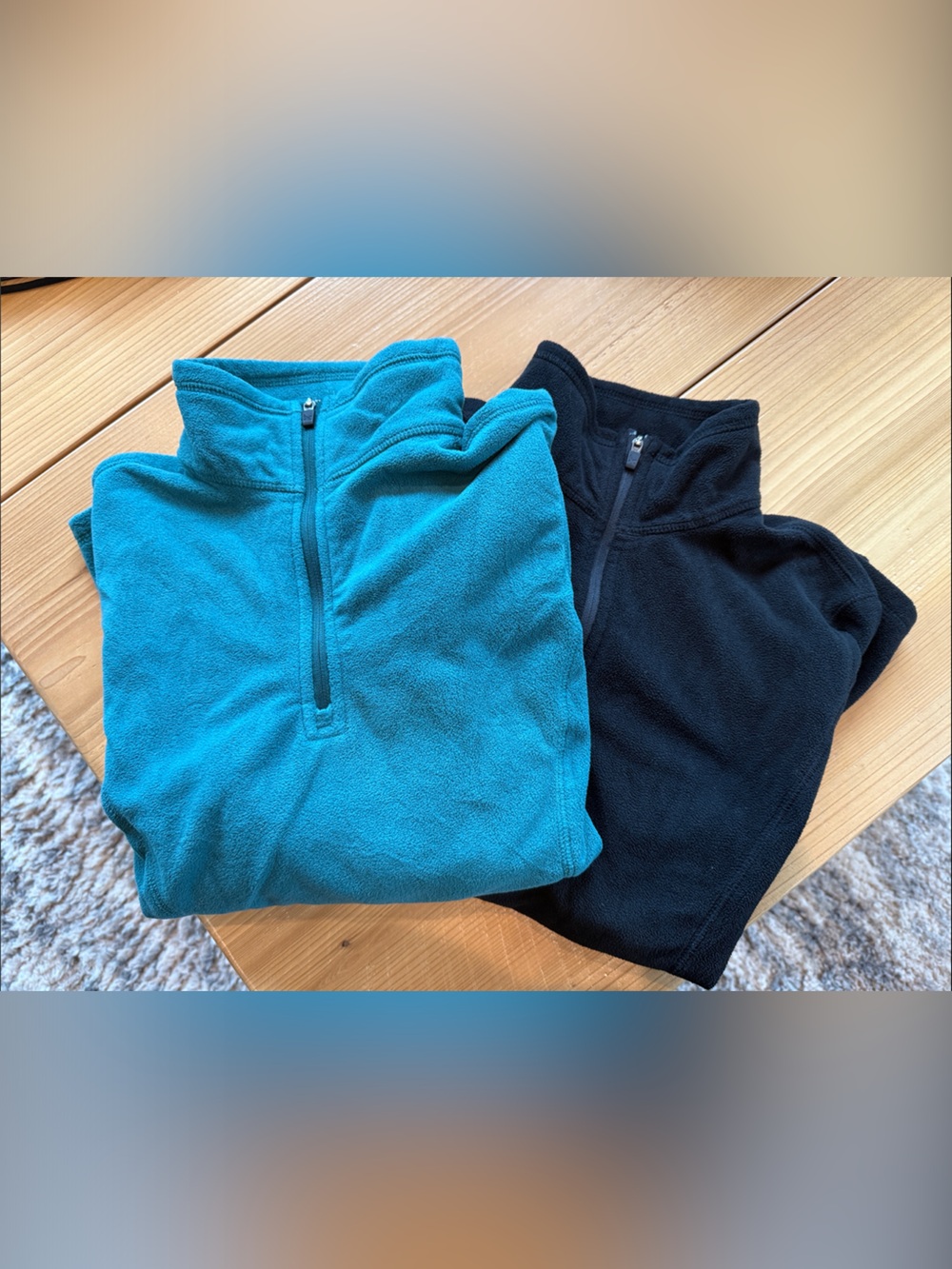 Eddie Bauer Half-Zip Fleece Pullovers - Teal and Black